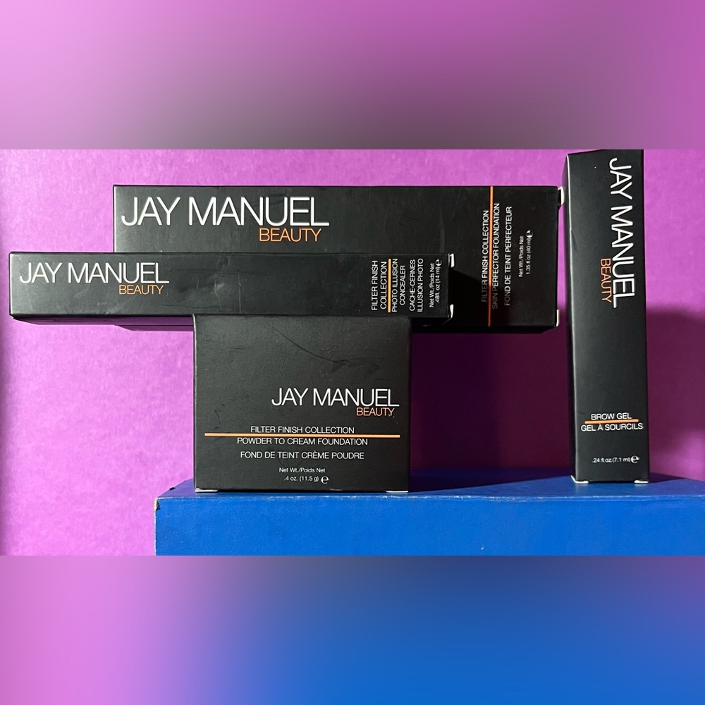 Jay Manuel Filter Finish collection 4 piece+light purple “CARGO” velour purse.